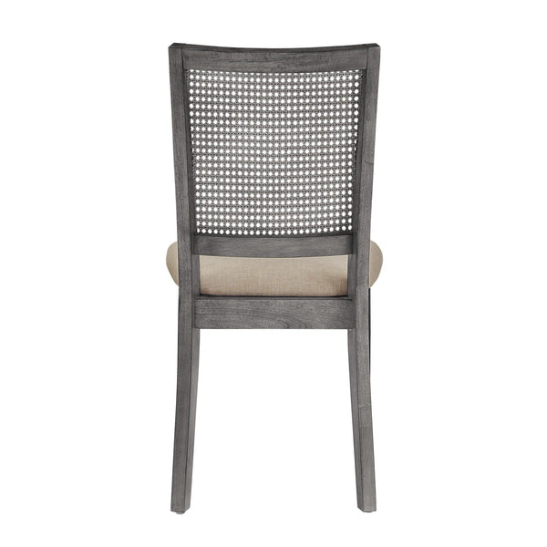 Sammie Dining Chair Set of Two with Rattan Back and Linen Seat for Dining Rooms
