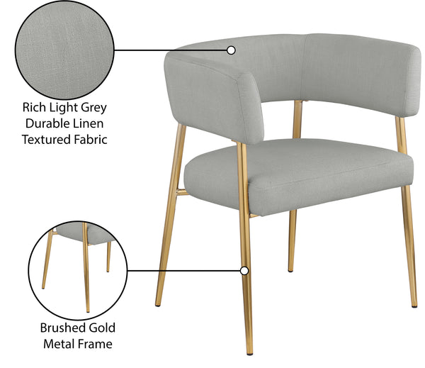 Creston Light Grey Durable Linen Textured Fabric Dining Chair 534Grey-C Meridian Furniture