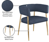 Creston Deep Navy Durable Linen Textured Fabric Dining Chair 534Navy-C Meridian Furniture