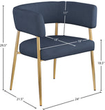 Creston Deep Navy Durable Linen Textured Fabric Dining Chair 534Navy-C Meridian Furniture