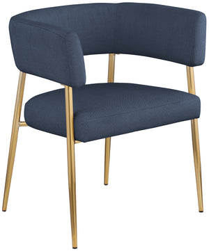 Creston Deep Navy Durable Linen Textured Fabric Dining Chair 534Navy-C Meridian Furniture