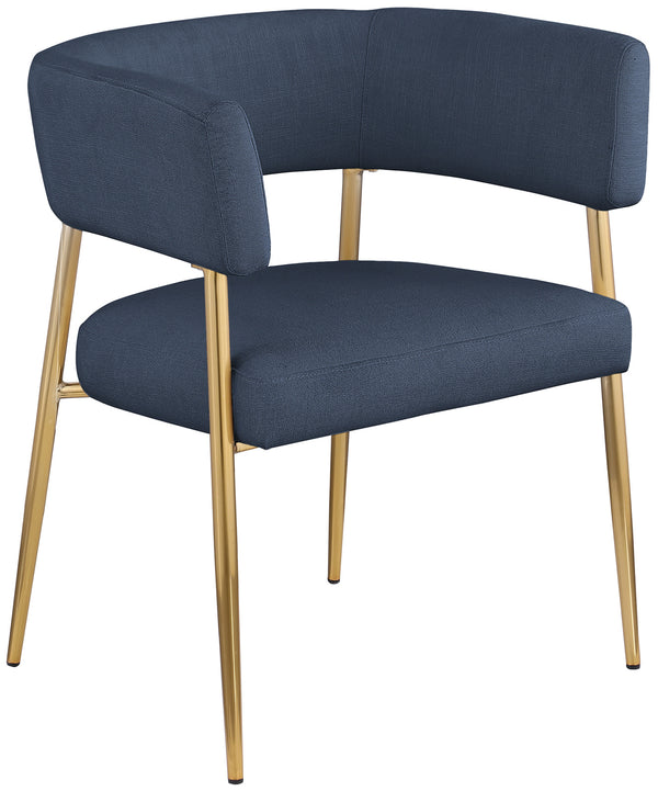 Creston Deep Navy Durable Linen Textured Fabric Dining Chair 534Navy-C Meridian Furniture