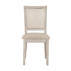 Sammie Dining Chair Set of Two with Rattan Back and Linen Seat for Dining Rooms