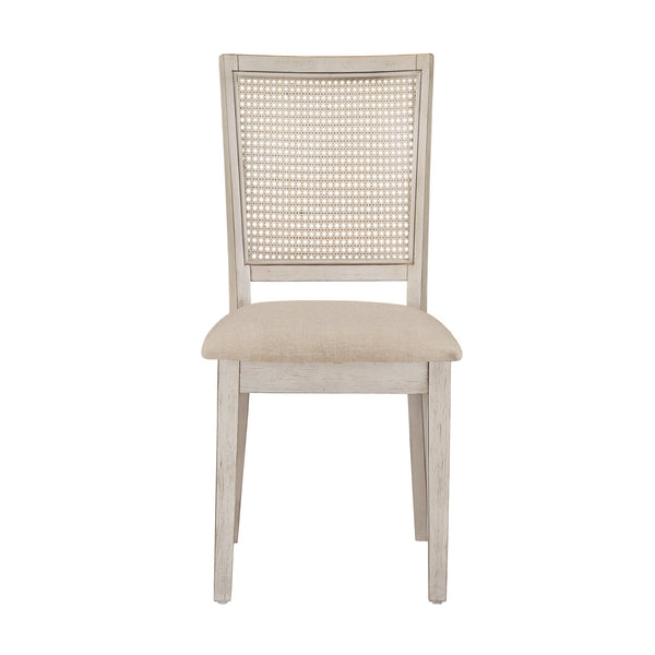 Sammie Dining Chair Set of Two with Rattan Back and Linen Seat for Dining Rooms