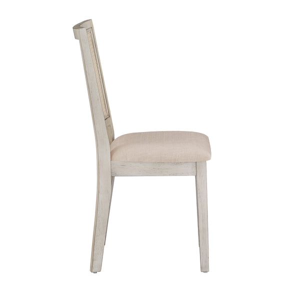 Sammie Dining Chair Set of Two with Rattan Back and Linen Seat for Dining Rooms