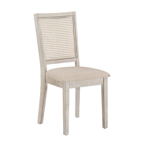 Sammie Dining Chair Set of Two with Rattan Back and Linen Seat for Dining Rooms