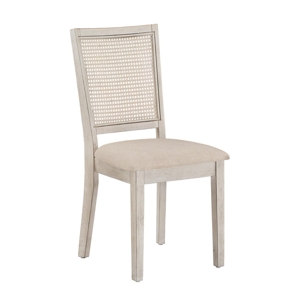 Sammie Dining Chair Set of Two with Rattan Back and Linen Seat for Dining Rooms