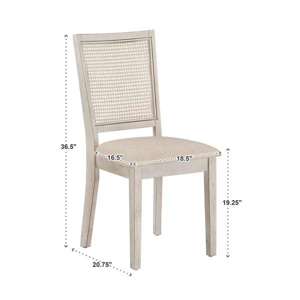 Sammie Dining Chair Set of Two with Rattan Back and Linen Seat for Dining Rooms