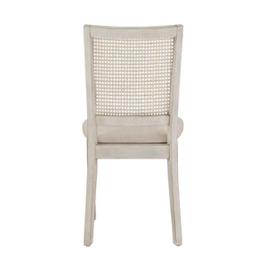 Sammie Dining Chair Set of Two with Rattan Back and Linen Seat for Dining Rooms
