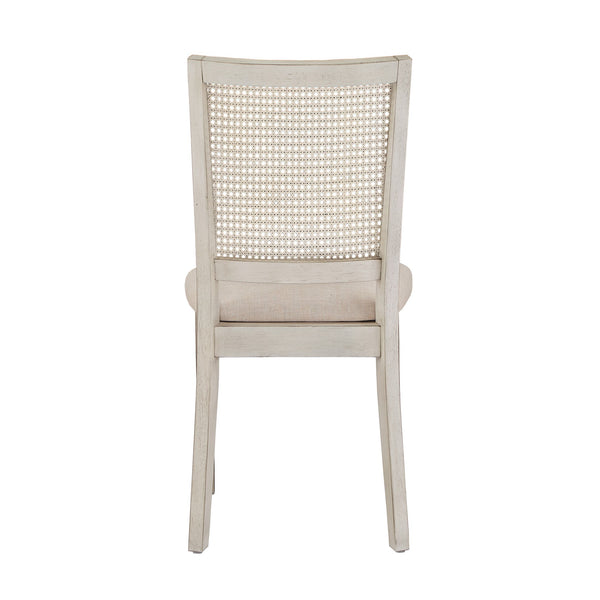 Sammie Dining Chair Set of Two with Rattan Back and Linen Seat for Dining Rooms