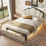 Hearth and Haven Full Size Upholstered Princess Platform Bed with Led and 2 Storage Drawers WF321676AAA