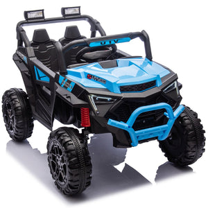 English Elm 24v 400w Kids Electric Utv Ride on with Remote Bluetooth Led Suspension Cockpit Blue W1578P284296