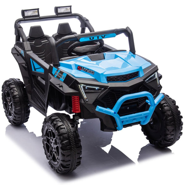 English Elm 24v 400w Kids Electric Utv Ride on with Remote Bluetooth Led Suspension Cockpit Blue W1578P284296