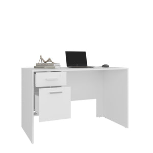English Elm Odin White Wood Home Office Desk with Locking Drawer and Wide Rectangular Work Surface B092P474553