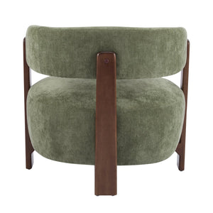 English Elm Christopher Knight Home® - Accent modern minimalist arm chair with three-leg rubberwood frame, premium fabric upholstery, easy assembly and stable comfort Green,Walnut 29 L x 27.75 W x 21 H N776P368457G
