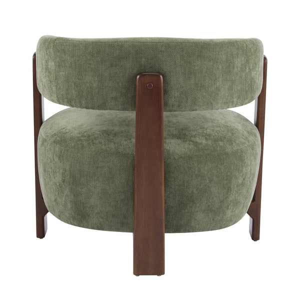 English Elm Christopher Knight Home® - Accent modern minimalist arm chair with three-leg rubberwood frame, premium fabric upholstery, easy assembly and stable comfort Green,Walnut 29 L x 27.75 W x 21 H N776P368457G