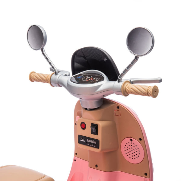 English Elm 12v Dual Motor Two Seater Kids Electric Ride on Motorcycle with Bluetooth Led and Trunk Pink W1578P268012