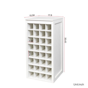 English Elm White Modular 32 Bottle Wine Rack Cabinet Compact Tower for Dining or Home Bar W331P195806