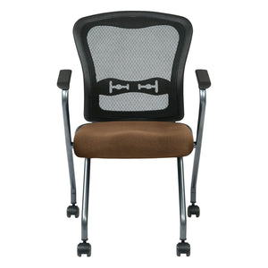 OSP Home Furnishings Deluxe Nesting Armchair with Mesh Back Lumbar Support for Office or Meeting Rooms 84440-232