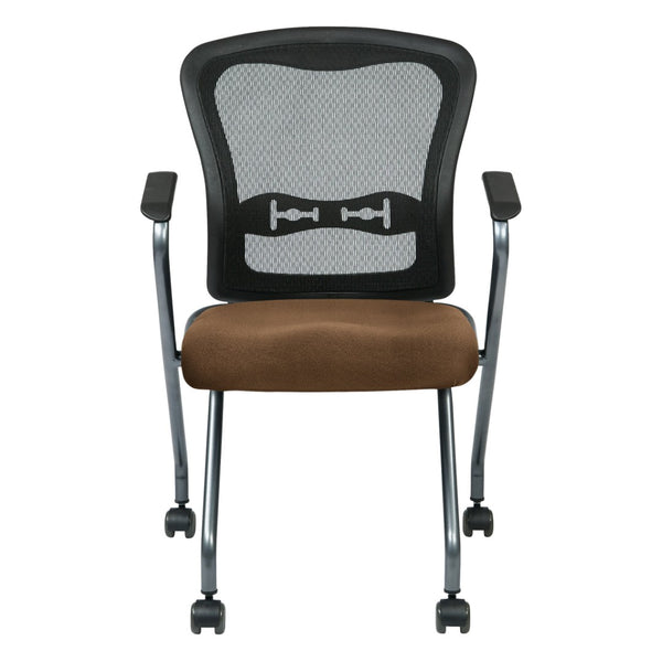 OSP Home Furnishings Deluxe Nesting Armchair with Mesh Back Lumbar Support for Office or Meeting Rooms 84440-232