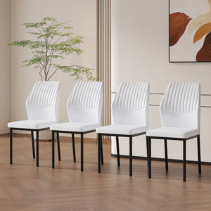 English Elm Luxury Modern White Pu Dining Chairs Set Of 4 - Ergonomic Design With Stylish Black Metal Legs W1151P282695