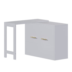 English Elm Twin Size Murphy Cabinet Bed With Adjustable Desk - Space-Saving Gray Chest Dresser For Guests N733P272603E-GIGA