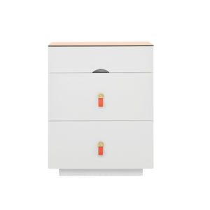 English Elm 3-Drawer 30" Nightstand with LED Light & Remote, Glass Top Jewelry Organizer, 3 Spacious Drawers White N733P304515K