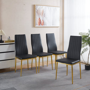 English Elm 1+4,5Pieces Mid-Century Dining Set - Sleek Glass Table & Chairs, Stylish Black & Gold Finish For 4-6 W234S00124