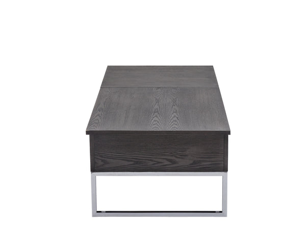 English Elm Grey Oak Lift-Top Coffee Table With Chrome Base - Modern Design, Hidden Storage & Spacious Surface B062P189218
