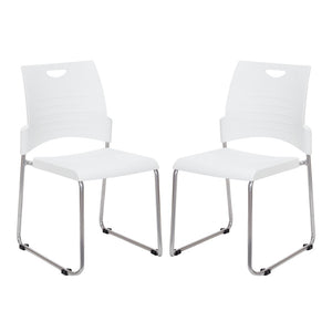 OSP Home Furnishings Sled Base Stackable Polyurethane Chair for Offices Lobbies and Classrooms White STC8302C2-11