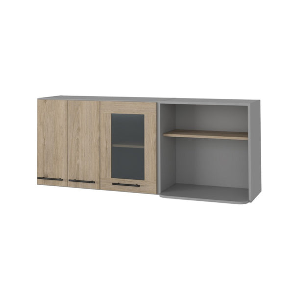 HomeRoots 24" Gray and Natural Wood Wall-Mounted Accent Cabinet - Stylish Storage for Any Room Today! 535000