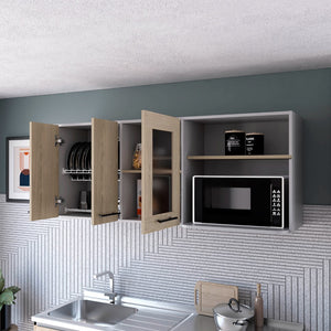 HomeRoots 24" Gray and Natural Wood Wall-Mounted Accent Cabinet - Stylish Storage for Any Room Today! 535000