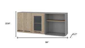 HomeRoots 24" Gray and Natural Wood Wall-Mounted Accent Cabinet - Stylish Storage for Any Room Today! 535000