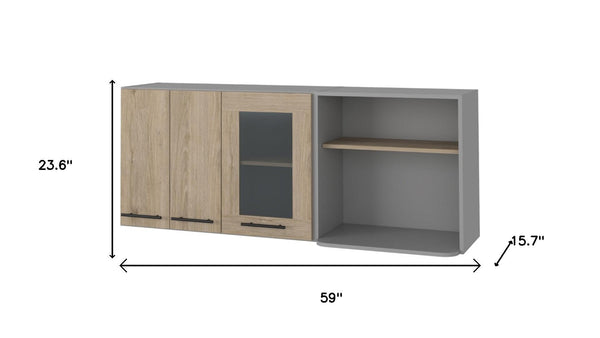 HomeRoots 24" Gray and Natural Wood Wall-Mounted Accent Cabinet - Stylish Storage for Any Room Today! 535000