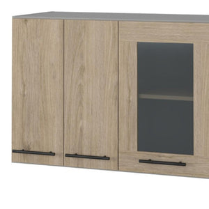 HomeRoots 24" Gray and Natural Wood Wall-Mounted Accent Cabinet - Stylish Storage for Any Room Today! 535000