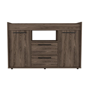 HomeRoots 47" Walnut Wood Sideboard with Two Drawers & Doors – Modern Storage Solution for Any Room 535002