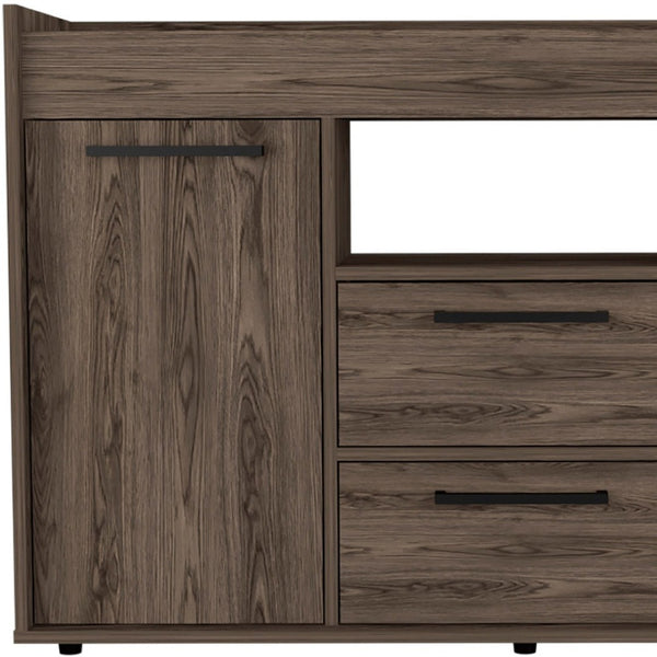 HomeRoots 47" Walnut Wood Sideboard with Two Drawers & Doors – Modern Storage Solution for Any Room 535002