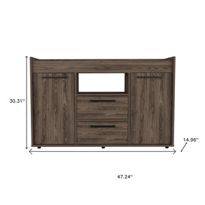 HomeRoots 47" Walnut Wood Sideboard with Two Drawers & Doors – Modern Storage Solution for Any Room 535002