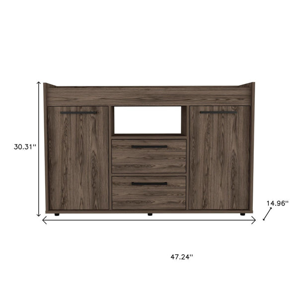 HomeRoots 47" Walnut Wood Sideboard with Two Drawers & Doors – Modern Storage Solution for Any Room 535002