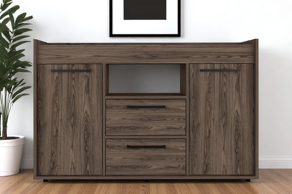 HomeRoots 47" Walnut Wood Sideboard with Two Drawers & Doors – Modern Storage Solution for Any Room 535002