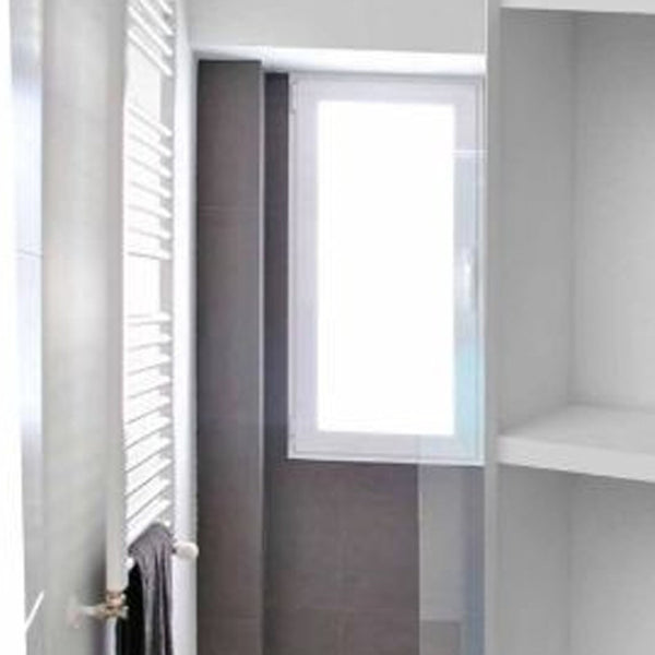 HomeRoots 18" White Wall-Mounted Accent Cabinet with Mirrored Glamour and Five Shelves for Stylish Storage 535005