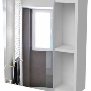 HomeRoots 18" White Wall-Mounted Accent Cabinet with Mirrored Glamour and Five Shelves for Stylish Storage 535005