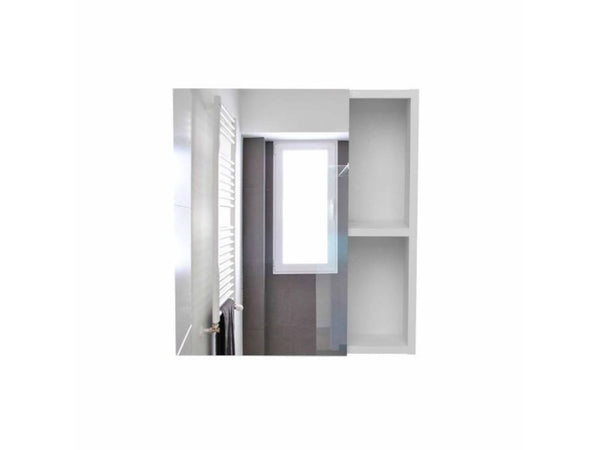 HomeRoots 18" White Wall-Mounted Accent Cabinet with Mirrored Glamour and Five Shelves for Stylish Storage 535005