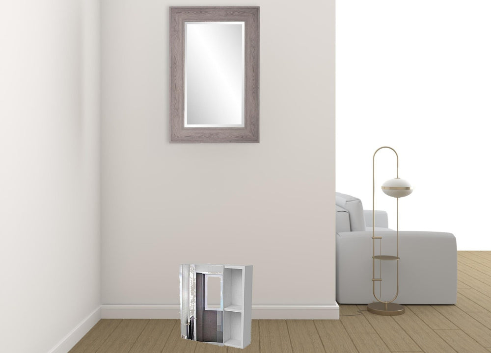 HomeRoots 18" White Wall-Mounted Accent Cabinet with Mirrored Glamour and Five Shelves for Stylish Storage 535005
