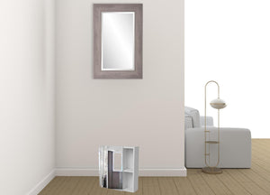 HomeRoots 18" White Wall-Mounted Accent Cabinet with Mirrored Glamour and Five Shelves for Stylish Storage 535005