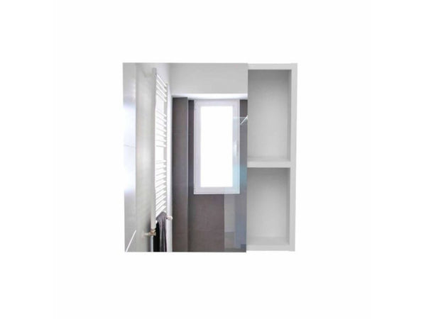 HomeRoots 18" White Wall-Mounted Accent Cabinet with Mirrored Glamour and Five Shelves for Stylish Storage 535005