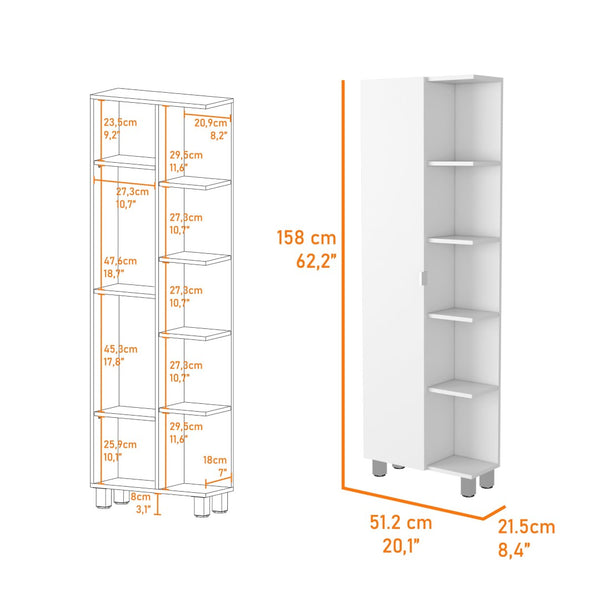 HomeRoots 20" White Accent Cabinet - Stylish Modern Storage with 9 Versatile Shelves for Any Room Decor 535009