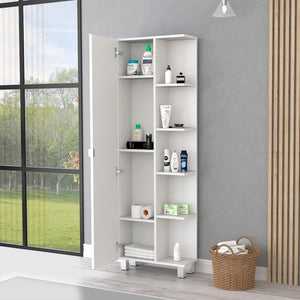HomeRoots 20" White Accent Cabinet - Stylish Modern Storage with 9 Versatile Shelves for Any Room Decor 535009