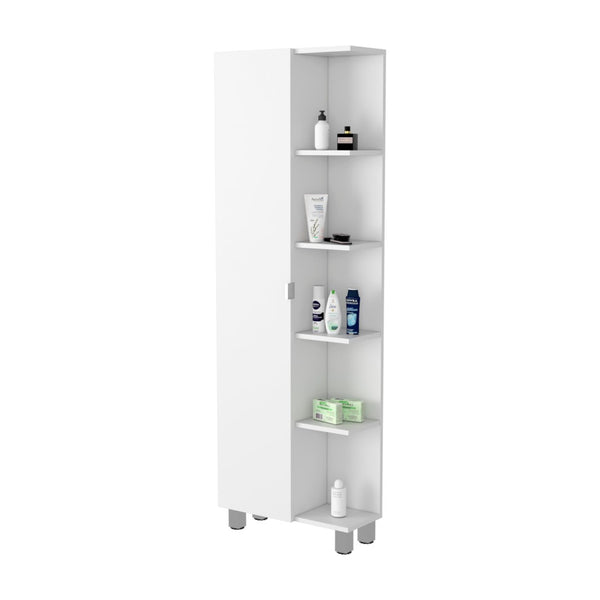 HomeRoots 20" White Accent Cabinet - Stylish Modern Storage with 9 Versatile Shelves for Any Room Decor 535009