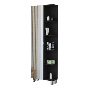 HomeRoots 20" Black Accent Cabinet - Modern Glam Storage with 9 Shelves for Stylish Home Organization 535011